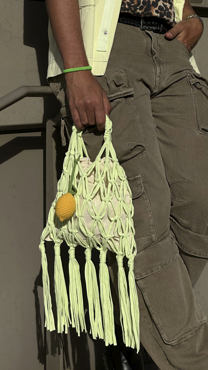 BORSA MACRAME LIGHT GREEN